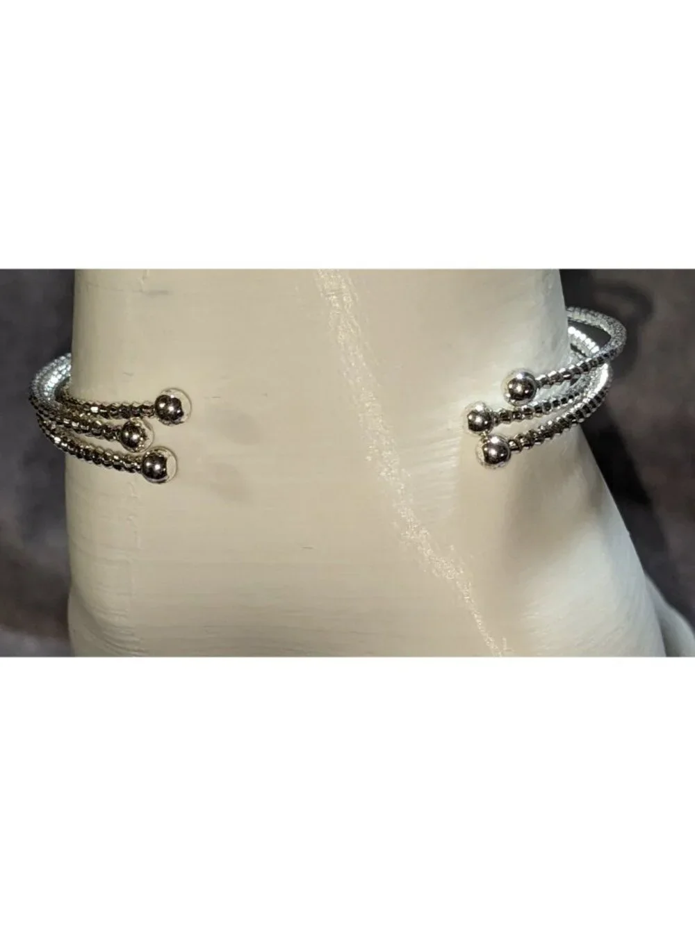 Boho Vintage Avon Lita Scroll Cuff Bracelet Silver Tone Multi Strand Charm Brace